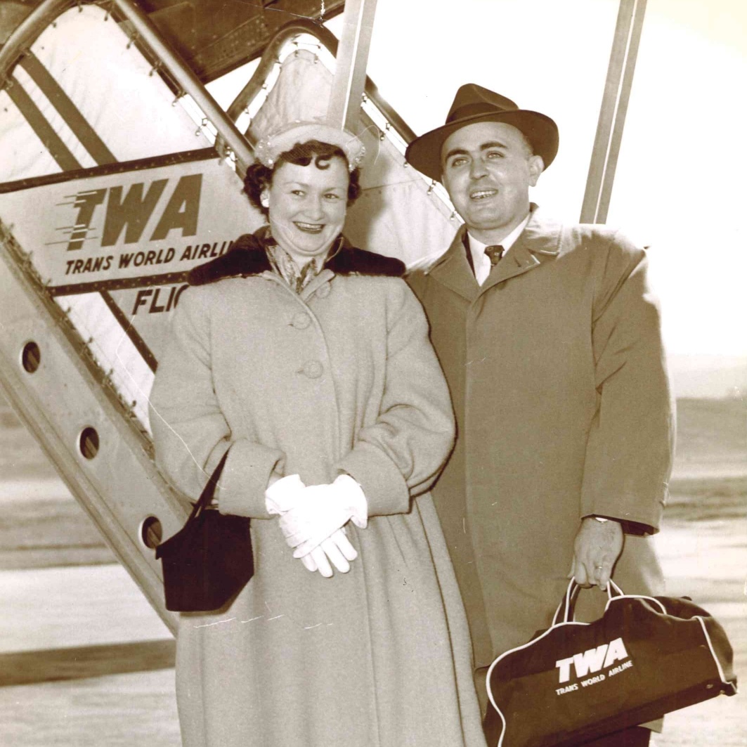 Jack & Josephine Madden at JFK Airport in 1957.